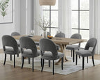 Upholstered Dining Chairs Set of 8, Mid Century Modern Dining Kitchen Chairs with Solid Wood Legs & Fabric Backret for Kitchen and Dining Rome, Grey