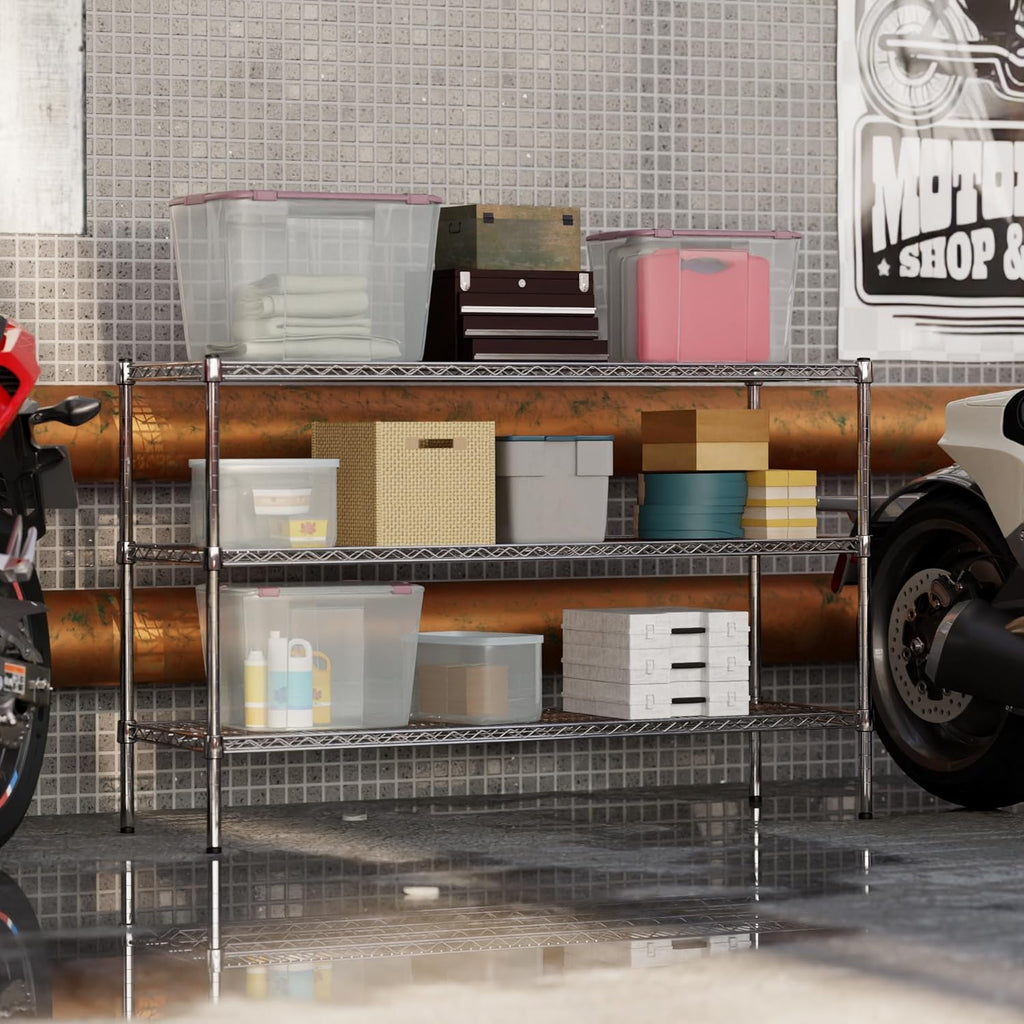18" Deep x 54" Wide x 34" Height Wire Shelving Kit | 3-Tier | NSF Commercial Storage Rack Unit
