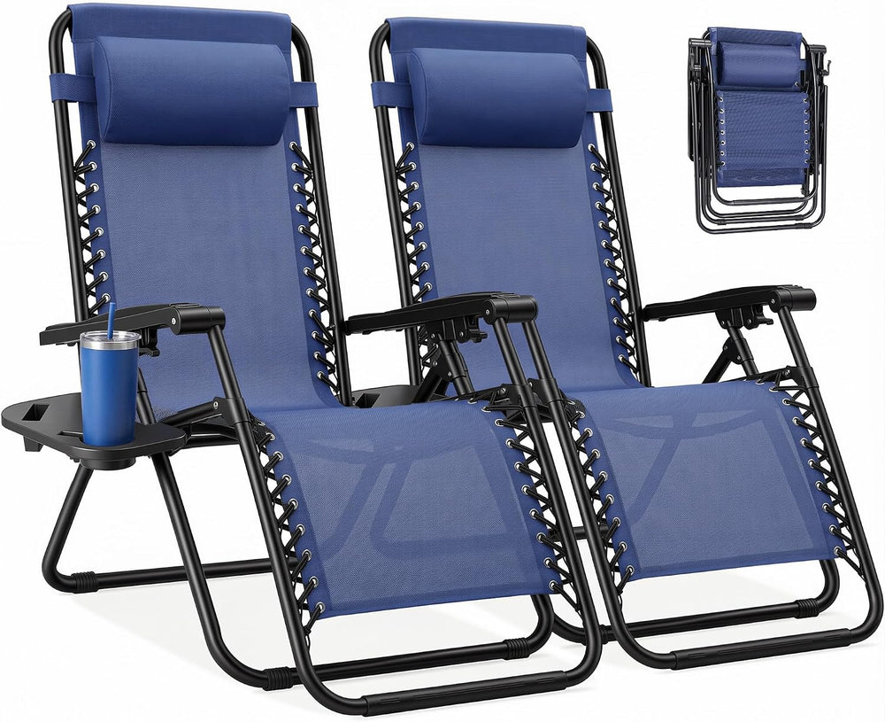 NEWBULIG Zero Gravity Chairs Set of 2, Lounge Chair Folding Portable Adjustab...
