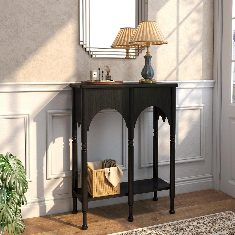 Console Table with Storage Shelf, 28" Small Narrow Entryway Table | Vint...