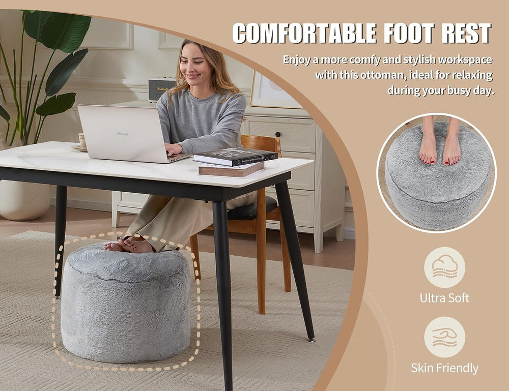 WSOFRLAC Ottoman Foot Rest,Large Round Ottomans Pouf Couch,Dark Gray26x18in |...