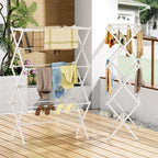 Drying Rack Clothing, 3-Tier Clothes Drying Rack Foldable, Antirust Laundry Drying Rack Collapsible Use for Indoor & Outdoor, 11.8" D x 34.6" W x 35.4" H, White