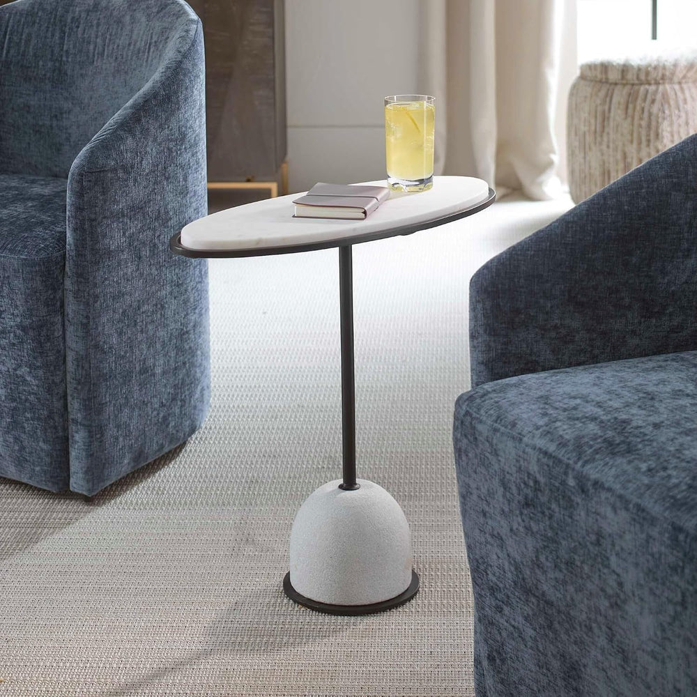 Morro Oval Side Table, White Marble