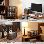 PUTNATRURE CD Storage Box, Hold 38 CD Cases, Stackable Music Tower with Magnetic Opening Door for Easy Access, Desktop Disc Organizer for Home and Office