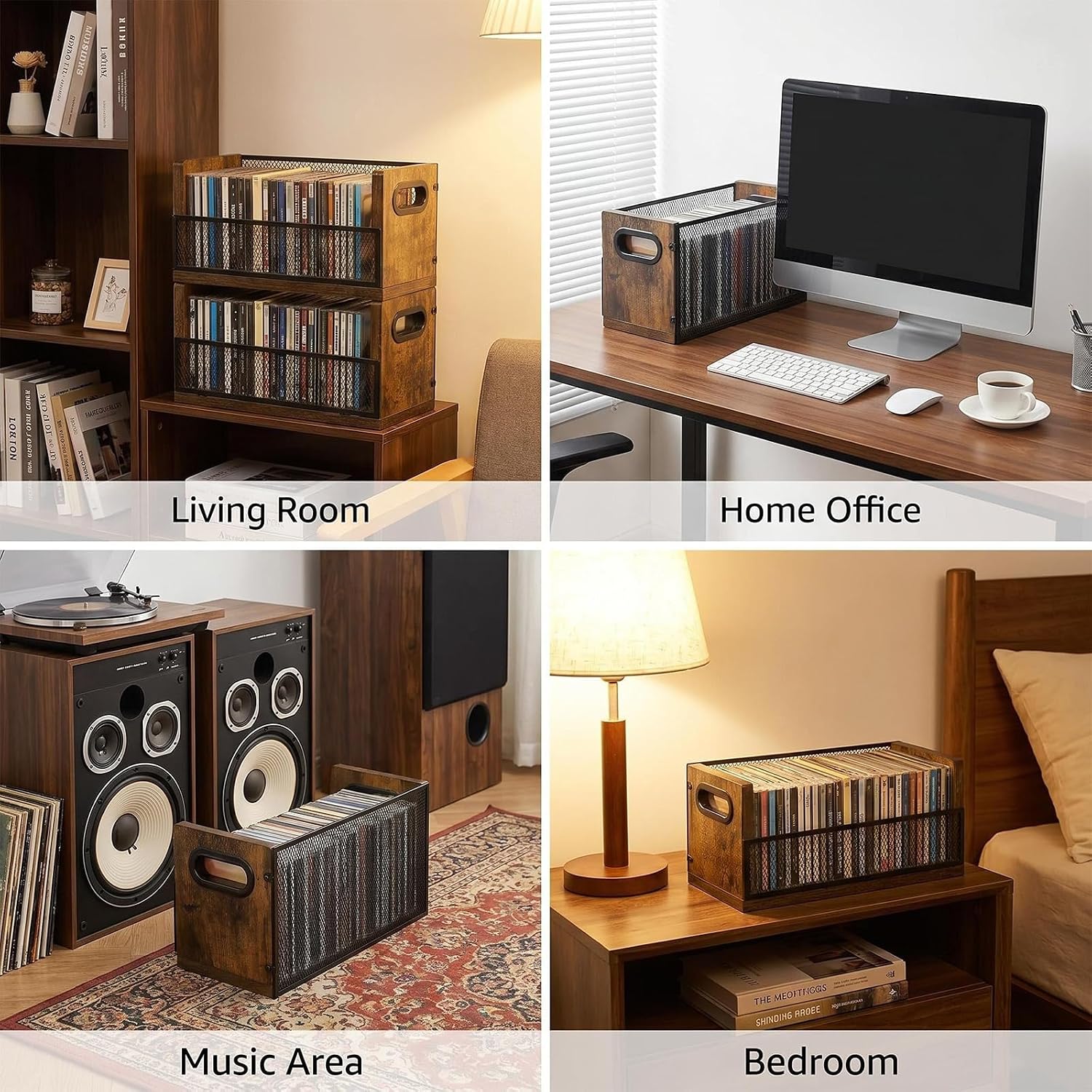 PUTNATRURE CD Storage Box, Hold 38 CD Cases, Stackable Music Tower with Magnetic Opening Door for Easy Access, Desktop Disc Organizer for Home and Office