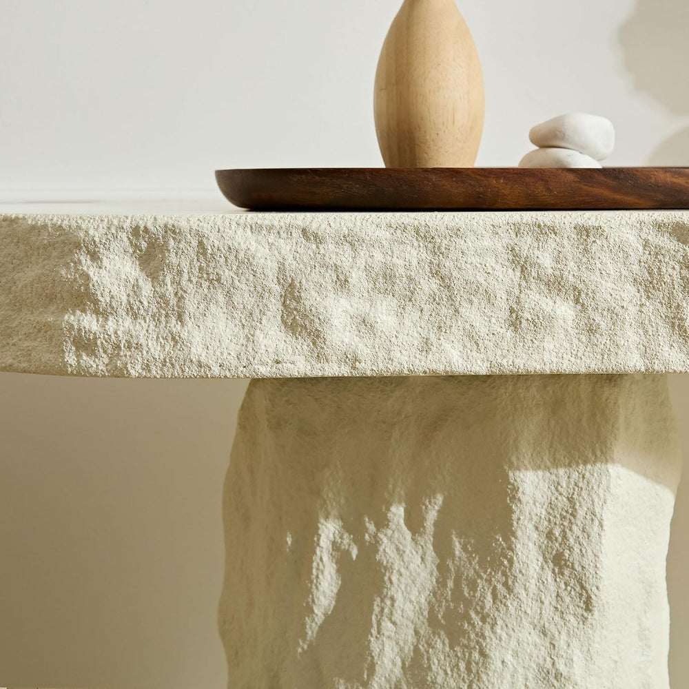 KEIKI 54" Rectangular Fiberglass Console Table with Matte Rocks Design, ...