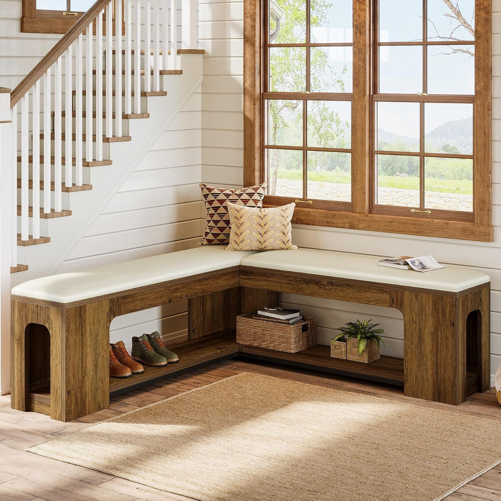 Tribesigns L Shaped Corner Bench, 47.24" Farmhouse Breakfast Nook Bench ...
