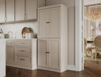 Palace Imports Solid Wood Kitchen Pantry Cabinet - 71.5" Tall x 32" Wide - Wooden Storage Cabinet with 4 Shaker Doors, 2 Drawers & 4 Adjustable Shelves, Beige, 100% Eco-Friendly Wood, Made in Brazil