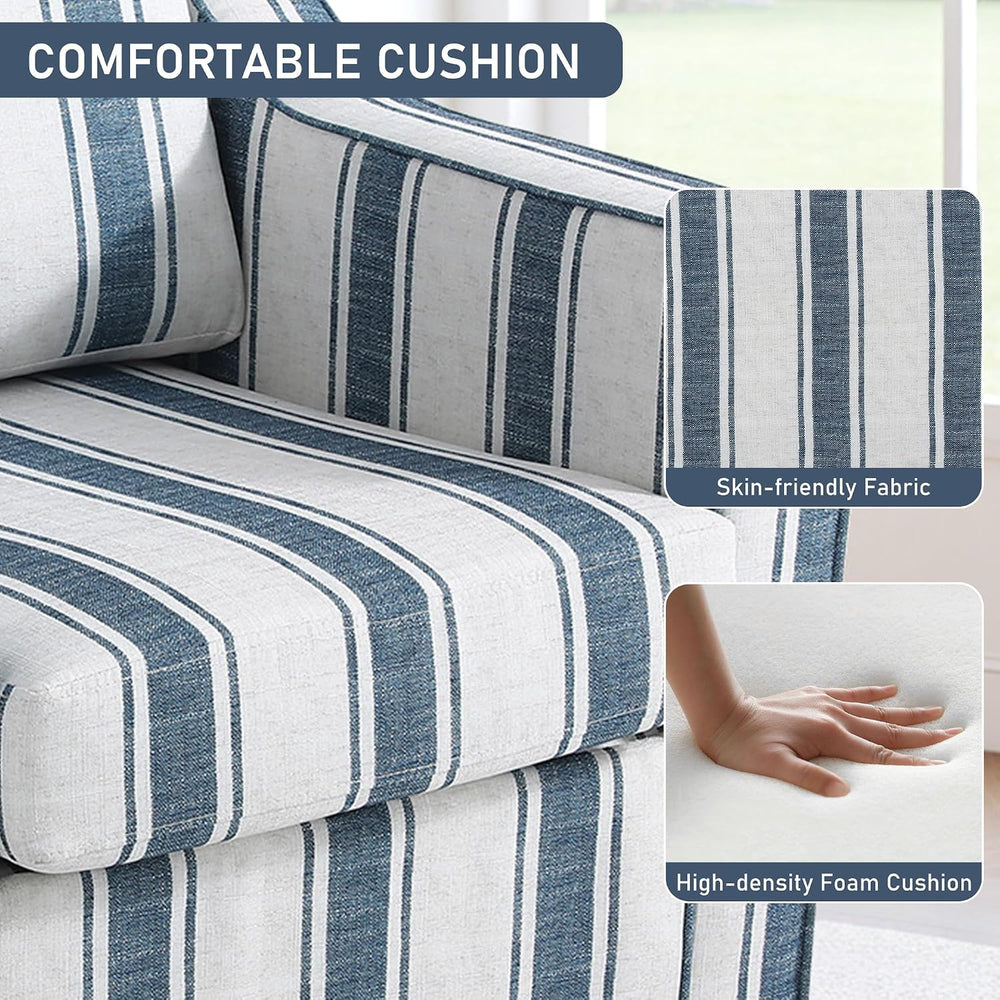 Swivel Accent Chairs Set of 2, 360° Swivel Club Armchairs, Navy Stripe