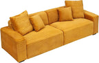 Ball & Cast 104" Modular Sectional Sofa,Comfy Loveseat Couch with 4 Pillows,Corduroy Fabric Upholstered Couches W/Deep Seat and Armrest,4 Seater Sectional Sofa for Living Room,Apartment,Orange