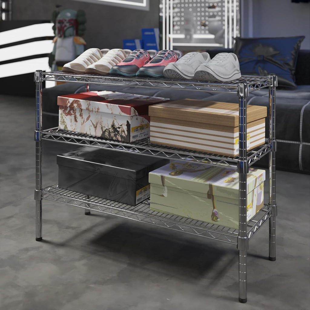 14" Deep x 36" Wide x 27" Height Wire Shelving Kit | 3-Tier | NSF Commercial Storage Rack Unit