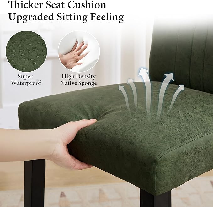 VECELO Upholstered Dining Chairs Set of 4, Modern PU Leather and Solid Wood L...