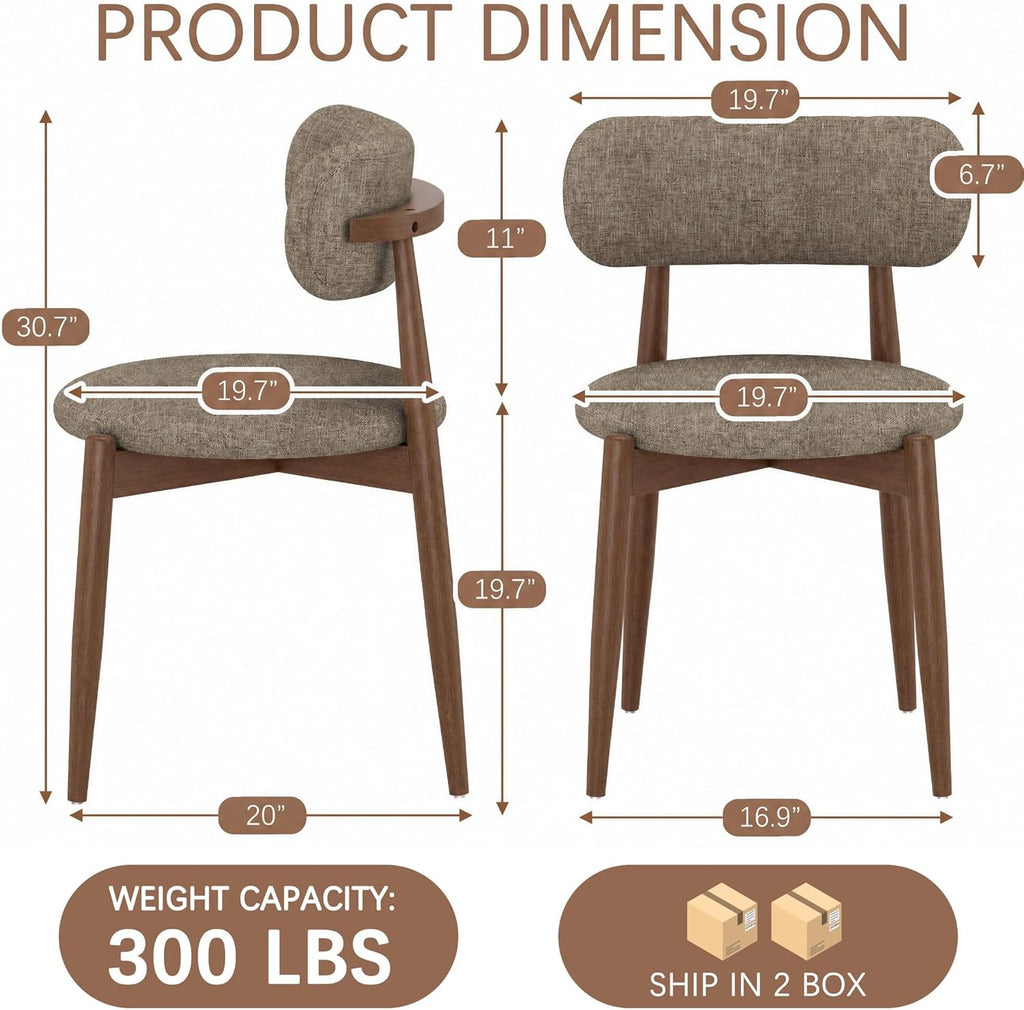 Wooden Dining Chairs Set of 4, Mid Century Modern Upholstered Kitchen Chairs with Solid Wood Legs, 350lb Heavy Duty Padded Side Chairs for Dining Room & Vanity, Camel