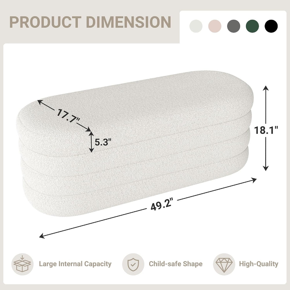 Busaurus Storage Ottoman Bench 49.2 Inch Upholstered Fabric Storage Bench for...