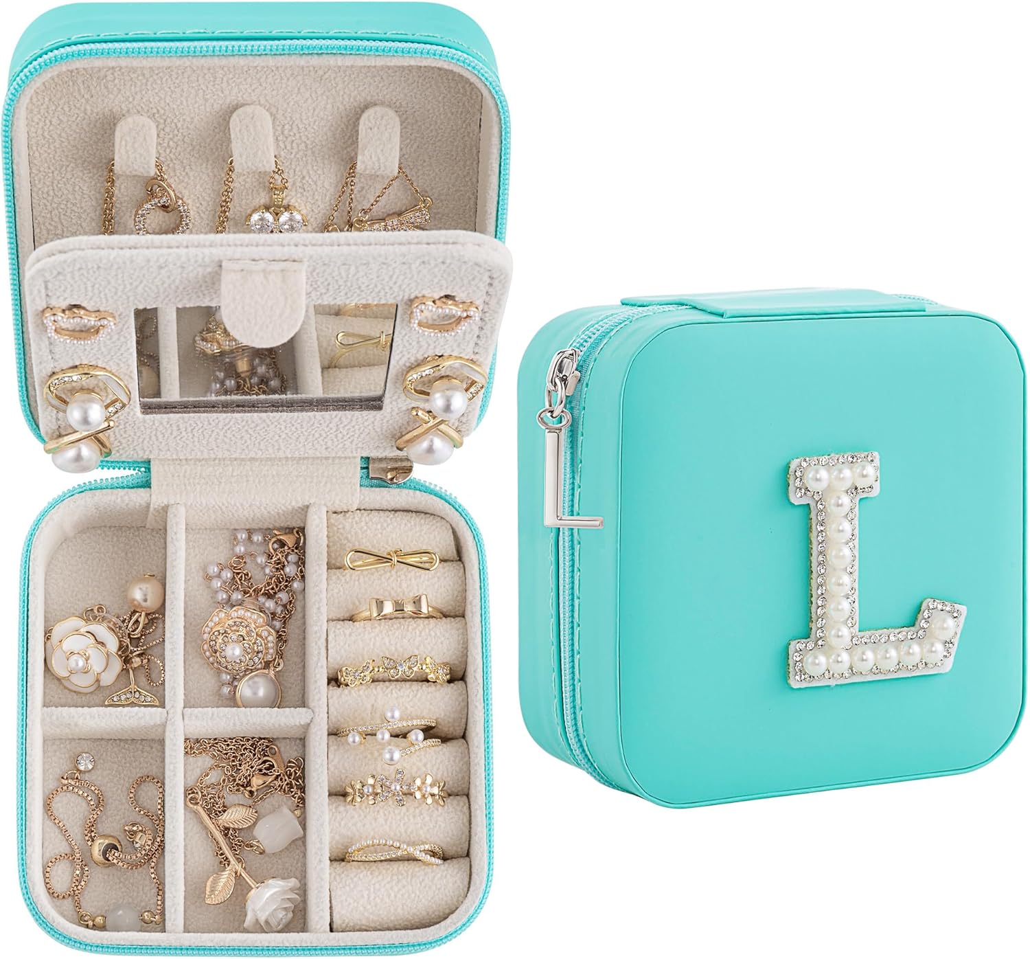 Birthday Gifts For Women - Initial Jewelry Box & Travel Case, Perfect for Wife, Girlfriend, or Graduation