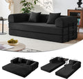 79" Convertible Sofa Bed, Boneless Couches for Living Room | Corduroy Futon Sofa Bed with Pocket Springs, Modular Sleeper Couch in a Box, No Assembly, Black