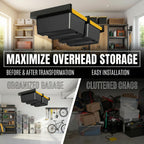 Overhead Garage Storage Rack,Garage Ceiling Storage 3 Rails Set, Overhead Storage Rack to Hold 2 Plastic Totes, Metal Ceiling Racks for Garage Storage to Free Up Floor Space, Garage Organizer System
