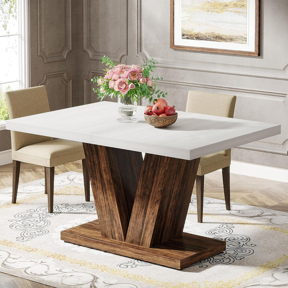 Tribesigns 47-Inch Dining Table for 4, White Kitchen Dinner Table with Heavy ...