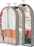 3 Pcs Garment Bags, 40" & 50" PEVA Moth-Proof Breathable Dust Cover, Hanging Clothes Covers with Bedroom, Suits, Padded Clothes, Shirts Prevent Dust