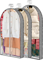 3 Pcs Garment Bags, 40" & 50" PEVA Moth-Proof Breathable Dust Cover, Hanging Clothes Covers with Bedroom, Suits, Padded Clothes, Shirts Prevent Dust