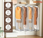 KEETDY 10" Guessted Garment Bags for Hanging Clothes, All Clear 60" Long Dress Bag for Closet Storage for Gowns, Coats, Suits Cover（4 Packs）