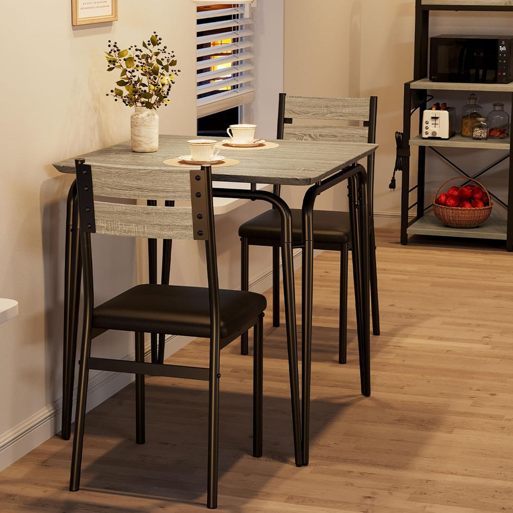 GarveeHome Dining Table for 2, Small Table and Chairs Set of 2, Square Dinett...