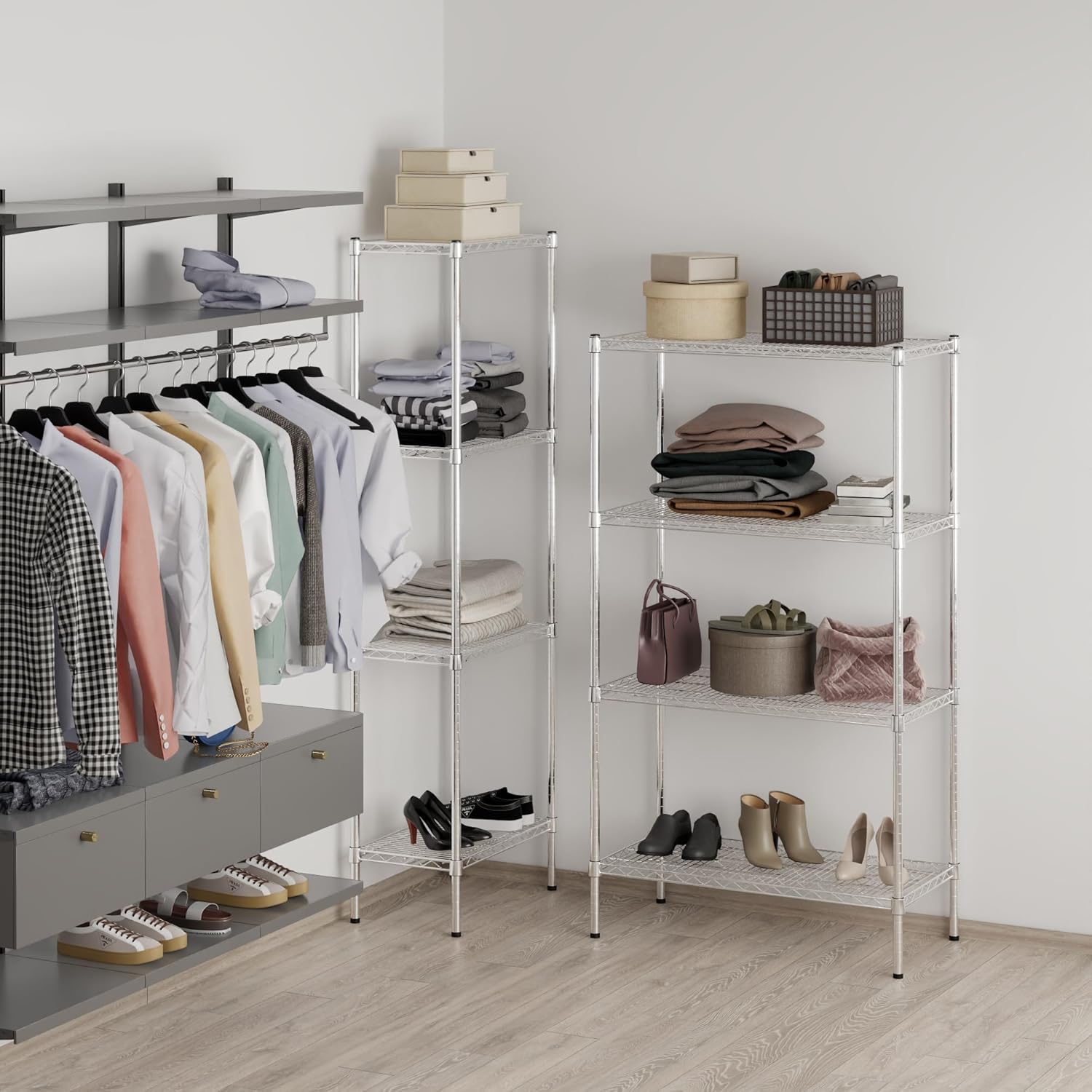 18" Deep x 36" Wide x 64" Height Wire Shelving Kit | 4-Tier | NSF Commercial Storage Rack Unit