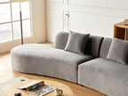 Container Furniture Direct 132" Curved Sofa with Throw Pillows, 6 Seater Luxury Velvet Couch with Half Moon Design and High-Density Foam, Ideal for Modern Living Room, Office & Apartment, Grey