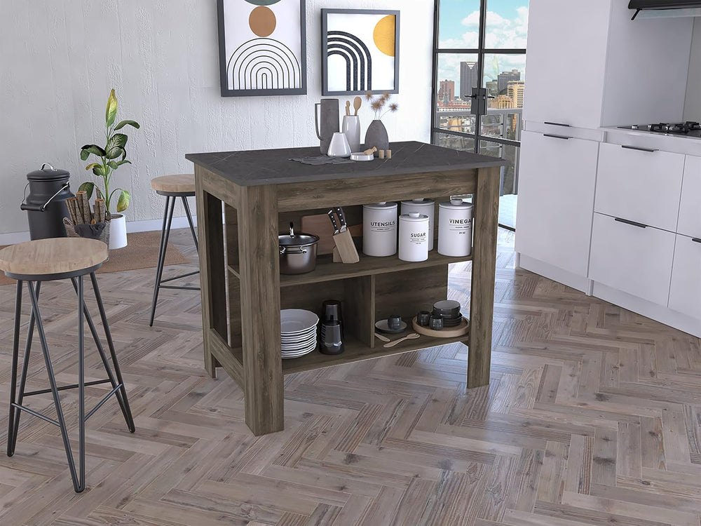 Cala Kitchen Island, Dark Brown Onyx