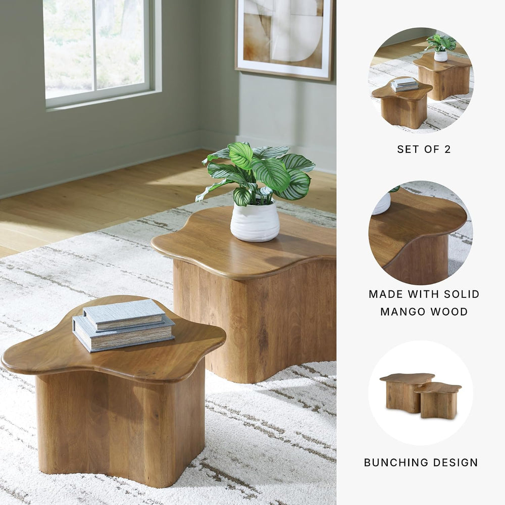 Signature Design by Ashley Solid Mango Wood Nesting Coffee Table Set of 2 | S...