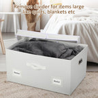 75 Quarts Extra Large Decorative Storage Bins with Lids, 1 Pack White Collapsible Storage Bins with Lids, Stackable Storage Bins Decorative Box Storage With Lid Extra Large