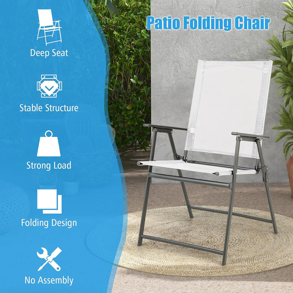 Tangkula Set of 2 Patio Folding Chairs, High Back Dining Chairs with Weather-...