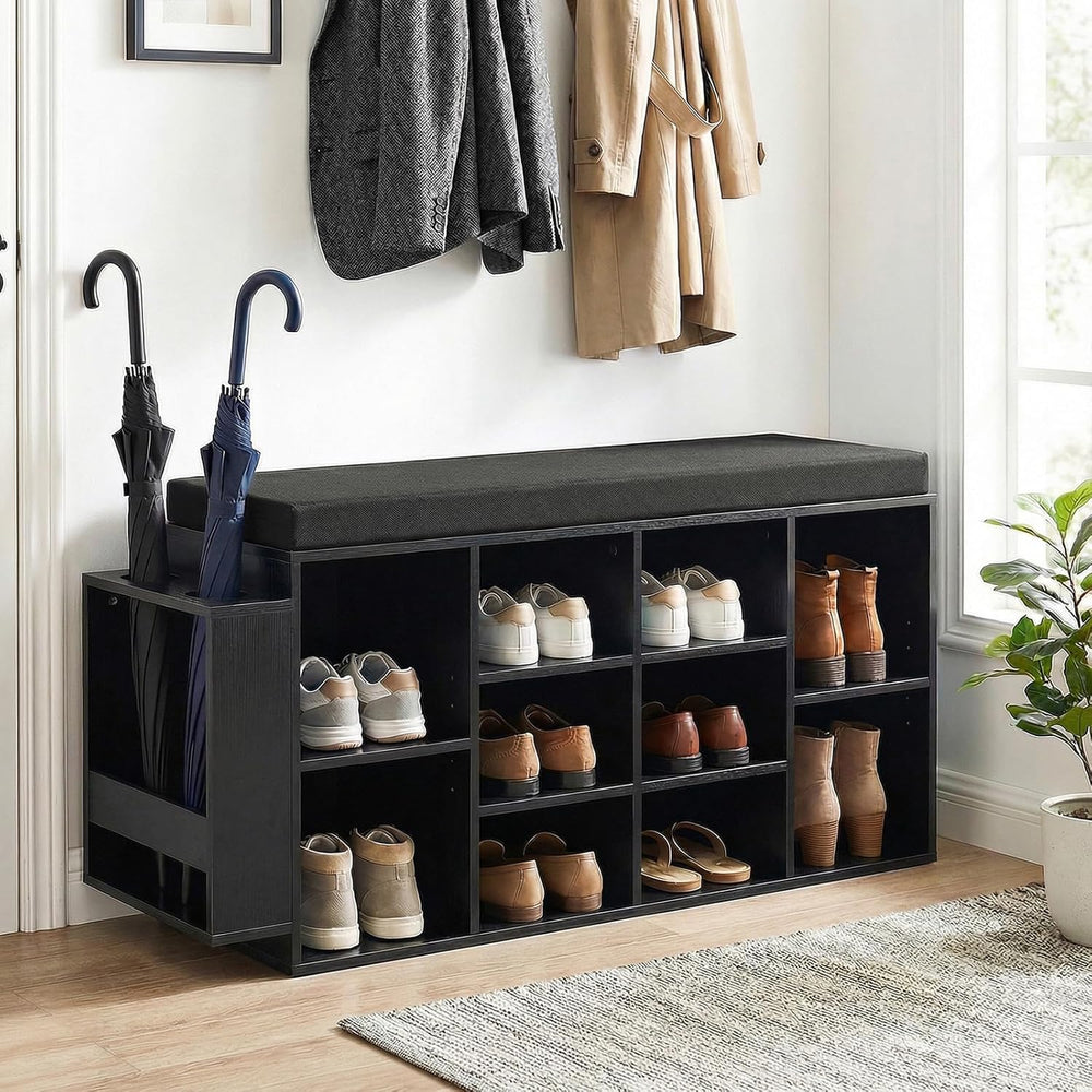 Tangkula Shoe Storage Bench with Umbrella Holder, 40" Shoe Organizer wit...