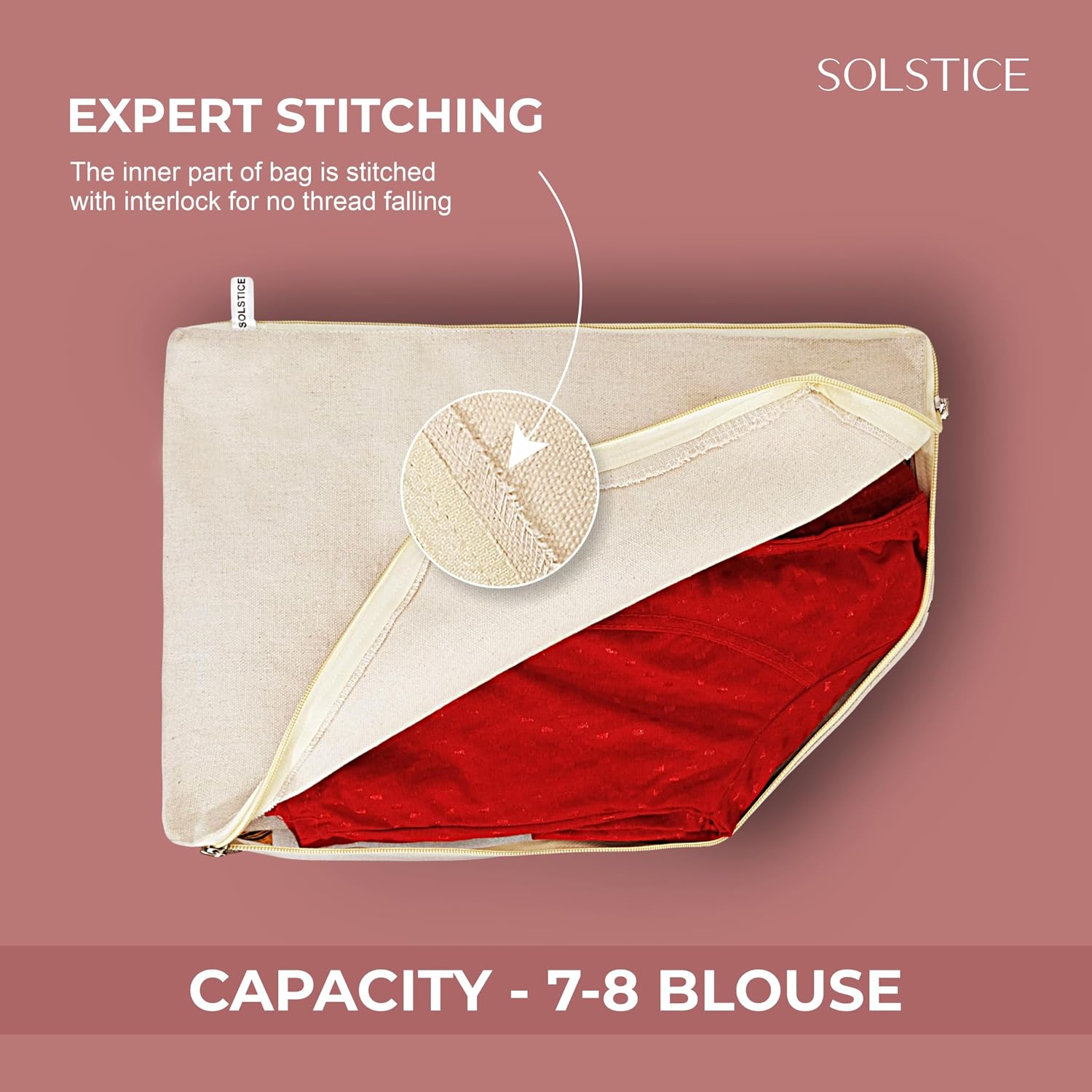 SOLSTICE 3 Pack Cotton Canvas Blouse Organizer for Wardrobe, 38 x 25 x 17 cm