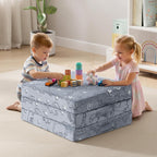 MeMoreCool Glow Dinosaur Kids Foldable Floor Mattress Trifold, 57x22 Inch | Glow dinosaur trifold futon for daycare, playroom, camping and travel rest