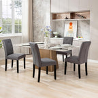VECELO Upholstered Dining Chairs Set of 4, Modern Fabric and Solid Wood Legs &High Back for Kitchen,Living Room- Dark Gray