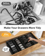 4 PCS Belt Organizer for Closet, 6 Grids Belt Holder, Washable Belt Box, Foldable Tie Organizer for Men, Belt Storage for Drawer (Black, 13.38inch)