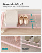 SONGMICS Clothes Rack with Wheels, Clothing Rack for Hanging Clothes, 25.4mm Metal Garment Rack with Dense Mesh Storage Shelf, 110 lb Load Capacity, 2 Brakes, Pink UHSR025P01