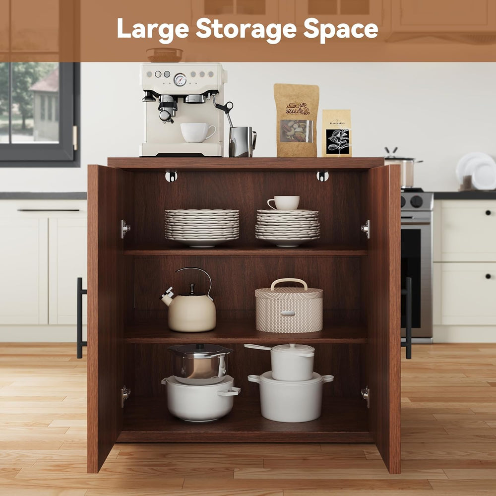 MapleGrace 31.5" Fluted Buffet Cabinet with Storage, Mid-Century Symmetr...