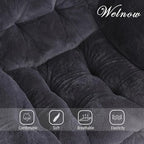 Welnow Lazy Chair with Ottoman, Modern Lounge Accent Chair with Armrests and a Side Pocket, Leisure Sofa Armchair, Reading Armchair with Footrest for Small Space, Plush Navy
