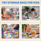 18 Packs Large Toy Storage Bags with Labels, Clear PVC Bags Travel Waterproof Kids Toy Organizer Bags with Zipper for Building Blocks Puzzle Kids Books (Blue-3 Size)