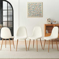 Teddy Fleece Dining Chairs Set of 4 - Modern Upholstered Chairs with Metal Legs for Living, Bedroom,Dining Room - White Dining Chairs Set for 4