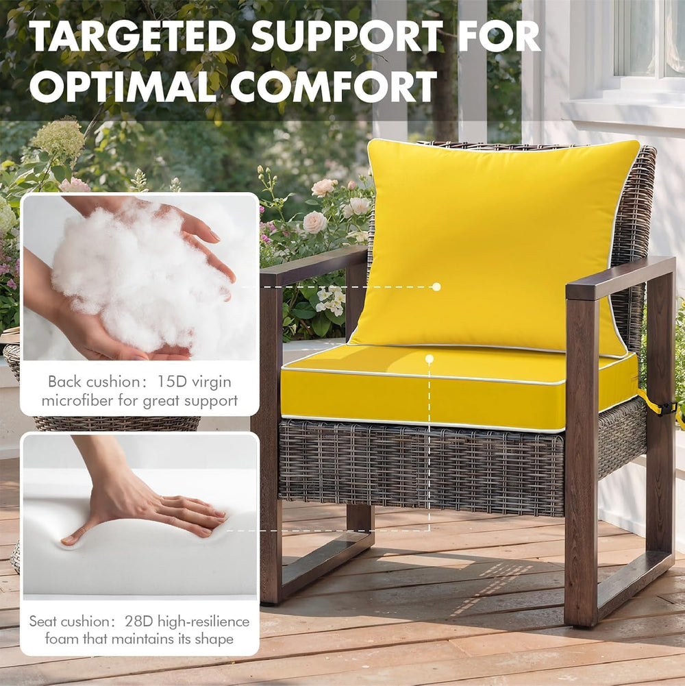 MIULEE Yellow Outdoor Seat Cushion 22x22 Inch Waterproof Cushion