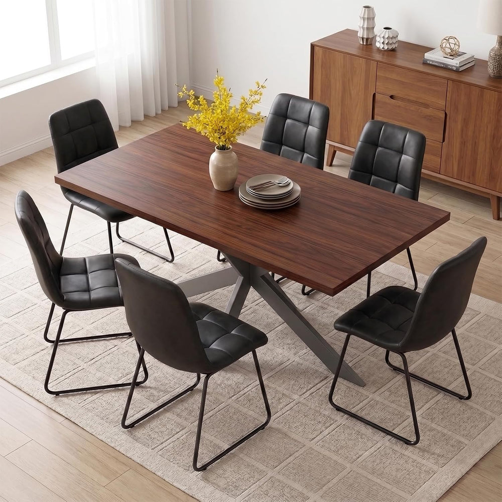 Extendable Dining Table Set for 6–8 People, Modern Walnut Rectangular Dining ...