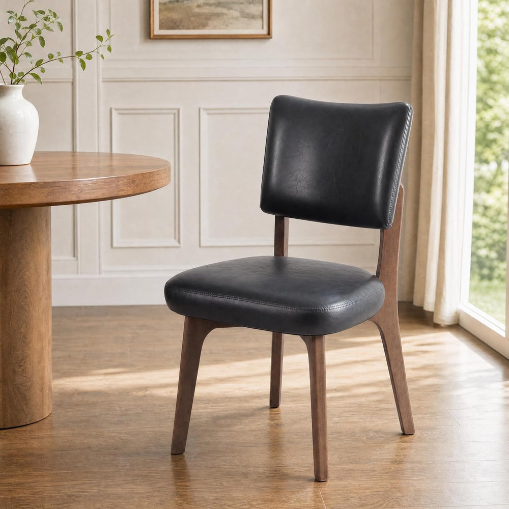 YOUNIKE Wooden Dining Chair, Faux Leather Upholstered Dining Room Chair Kitch...