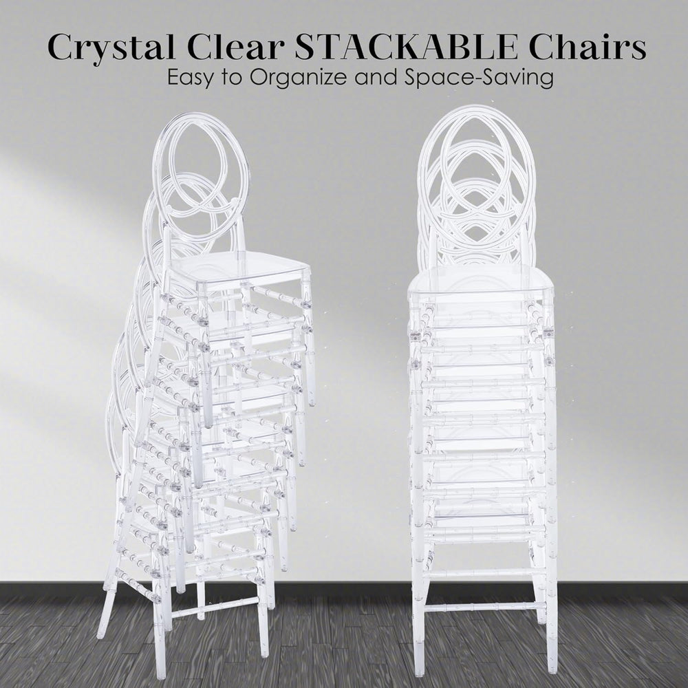 Clear Dining Chairs Set of 20, Stackable Plastic Kitchen Dining Room Chair, M...