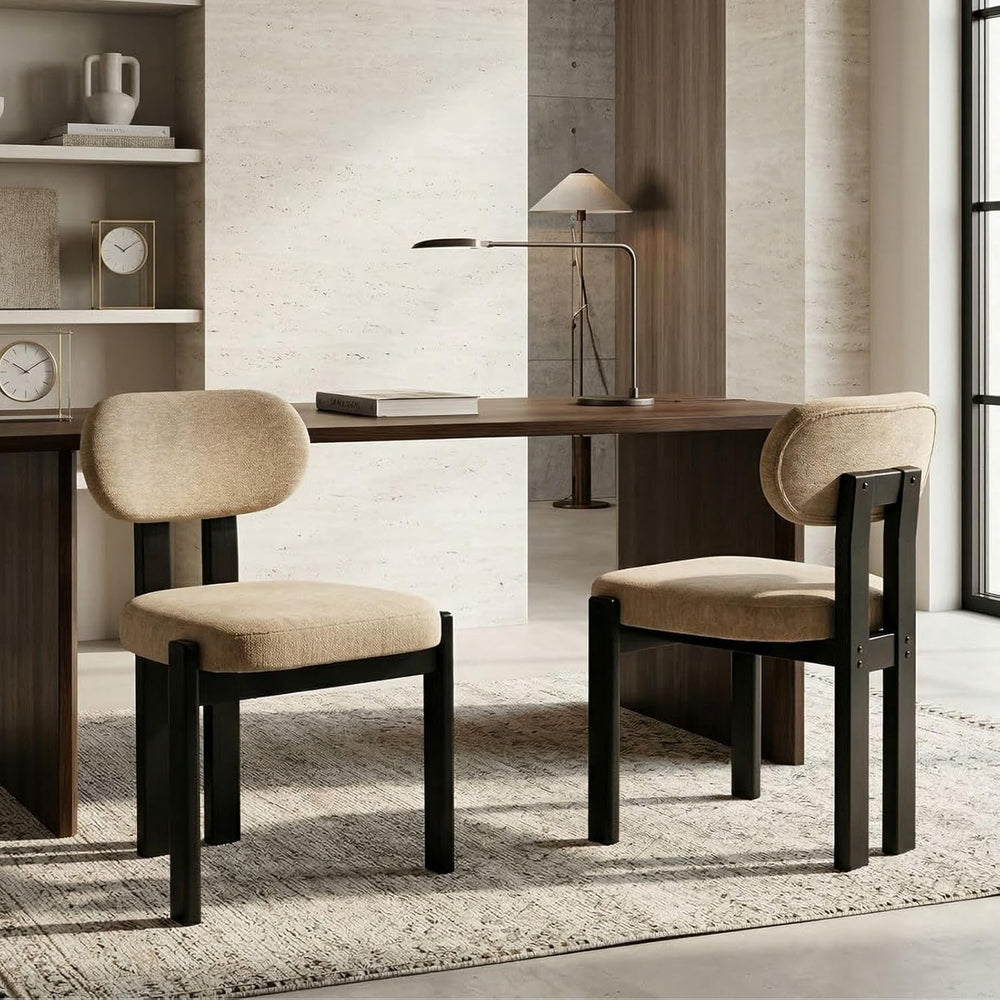 LukeAlon Chenille Dining Chairs Set of 2, Upholstered Armless Kitchen Chairs ...