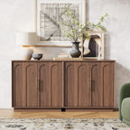 FORTUNETEC 31.5" Sideboard Buffet Cabinet with Storage, Walnut, 3pcs | Wood Modular Media Console, Mid Century Modern Credenza with Arched Doors for Living Room Kitchen Dining Room Entryway