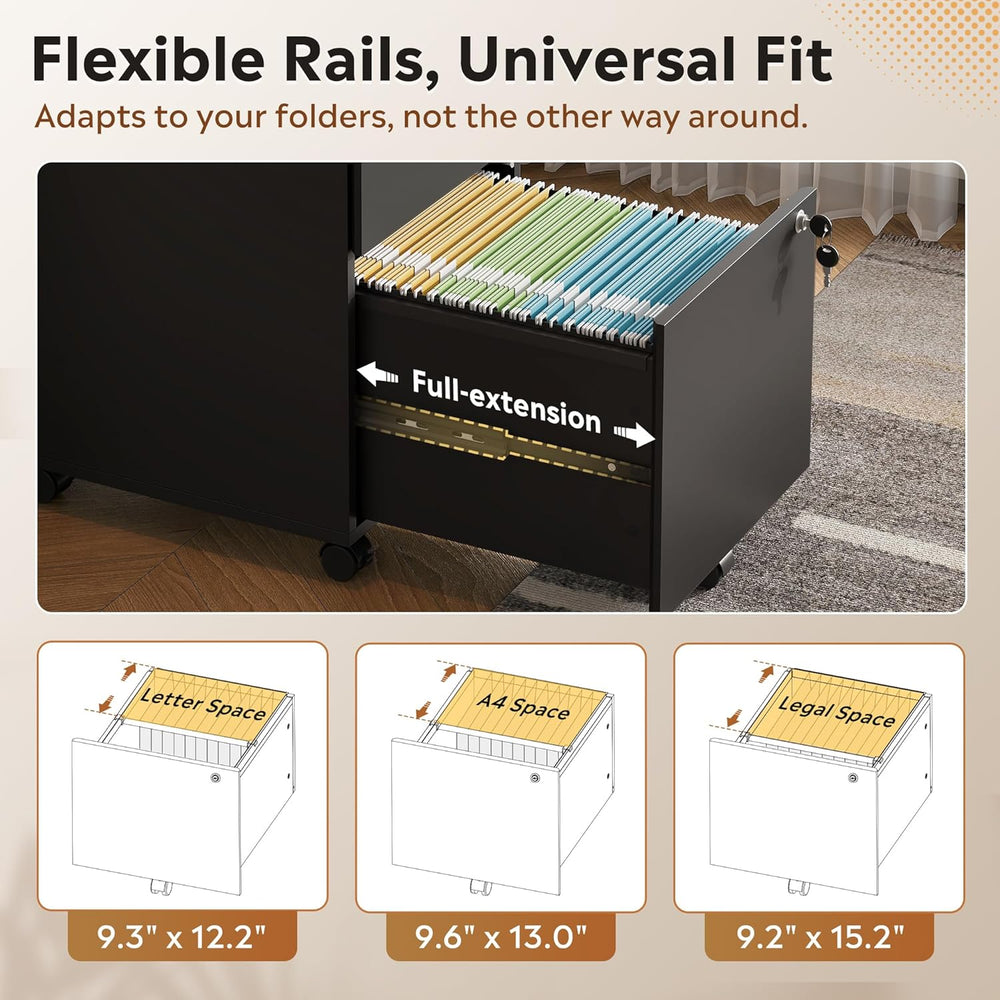 DEVAISE 3 Drawer File Cabinet with Individual Locks, Wood Filing Cabinet for ...