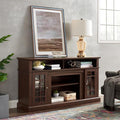 58" Farmhouse Entertainment Center: Espresso Wood TV Stand for 60 Inch TV | Rustic Tall TV Console for Living Room with Storage Cabinet and Adjustable Shelves